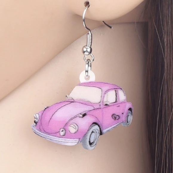 Jewelry - Milky Lavender Beetle Bug Acrylic Earrings
